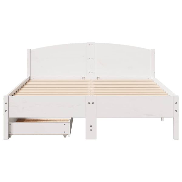 vidaXL Letto senza Materasso Bianco 160x200 cm Legno Massello di Pino