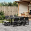 vidaXL Set da Pranzo da Giardino 11 pz con Cuscini in Polyrattan Nero