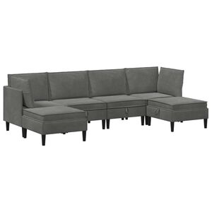 vidaXL Set di mobili per il soggiorno 6 pz Grigio Scuro Velluto