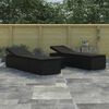 vidaXL Lettini da giardino con cuscino 3 pcs Nero Poly Rattan