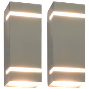vidaXL Lampade da Parete da Esterno 2 pz 35 W Argento Rettangolari