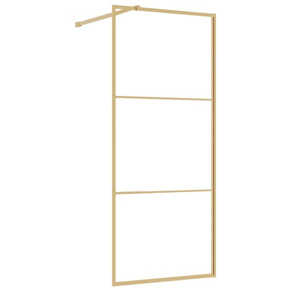vidaXL Parete per Doccia Walk-in Vetro Trasparente ESG 80x195 cm Oro