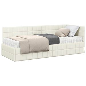 vidaXL Struttura Letto Angolare con Materasso 2 pz Crema Velluto