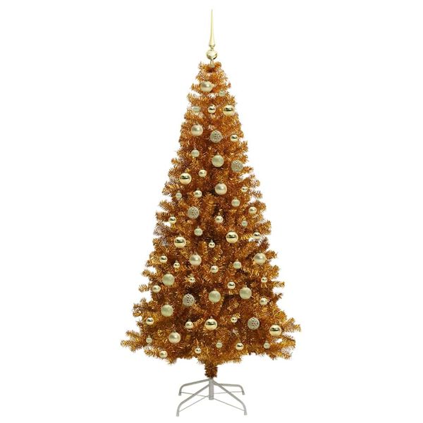 vidaXL Albero di Natale con 300 LED con supporto Oro 210 cm PET
