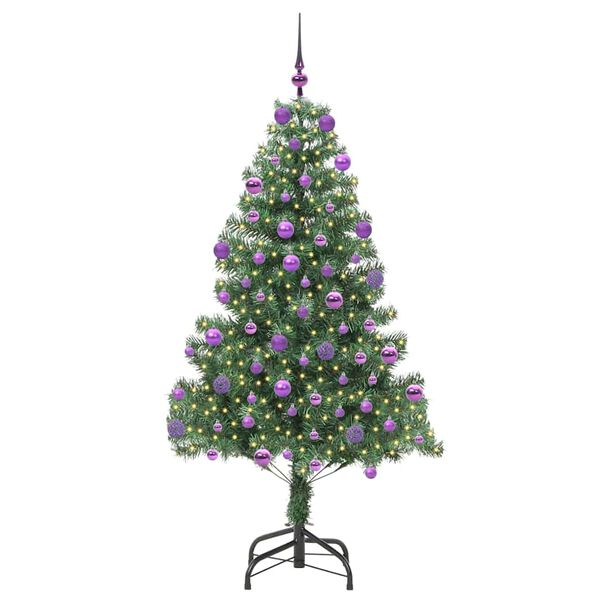 vidaXL Albero di Natale con 300 LED con supporto Verde 210 cm PVC