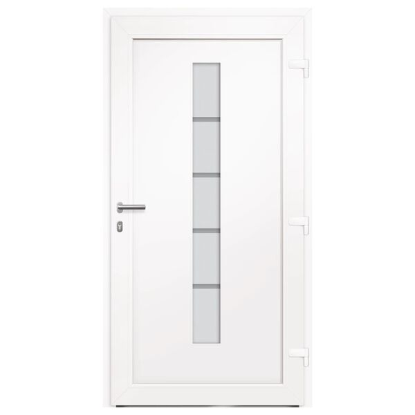 vidaXL Porta d'Ingresso in Alluminio e PVC Bianco 100x210 cm