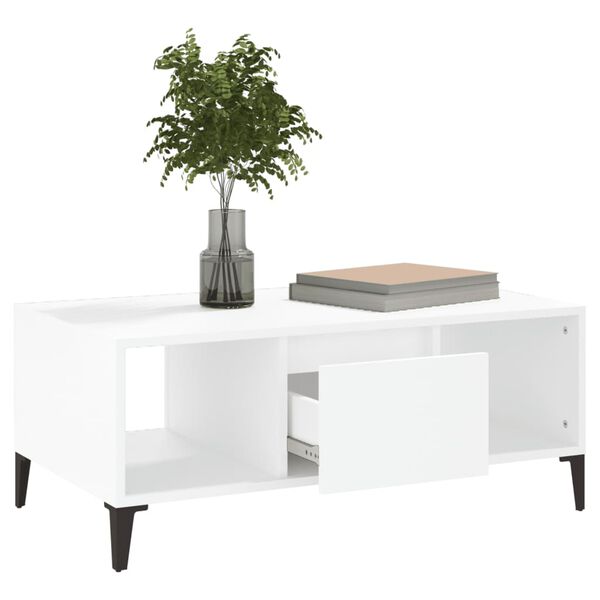 vidaXL Tavolino da Salotto Bianco 90x50x36,5 cm in Legno Multistrato