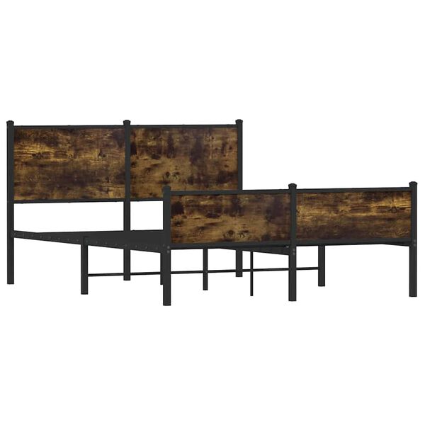 vidaXL Giroletto senza Materaso in Metallo Rovere Fumo 140x200 cm