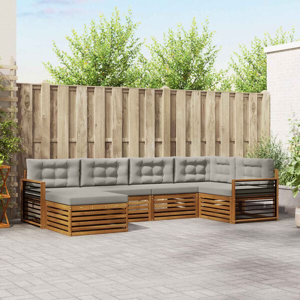 vidaXL Set di divani da esterno 6 pcs Grigio Naturale e Chiaro