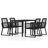 vidaXL Set Mobili da Pranzo per Giardino 5 pz Nero