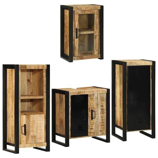 vidaXL Set di mobili per il bagno 4 pcs Legno di Mango Massello