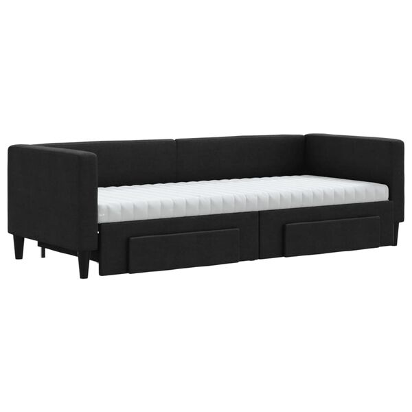 vidaXL Divano Letto Estraibile con Cassetti Nero 80x200 cm in Tessuto