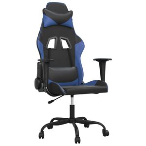 vidaXL Sedia da Gaming Massaggiante Nero e Blu in Similpelle