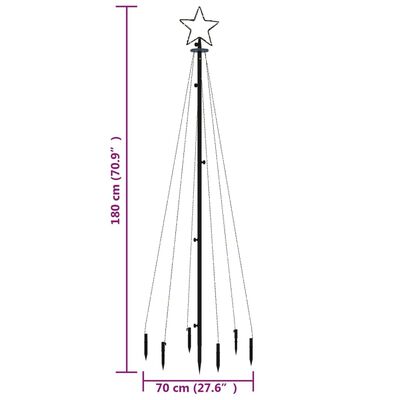 vidaXL Albero di Natale con Puntale Colorato 108 LED 180 cm