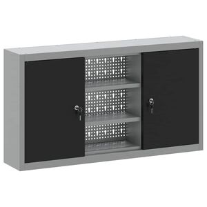 vidaXL Mobile per attrezzi con blocco Nero e Grigio 100 x 20 x 55 cm