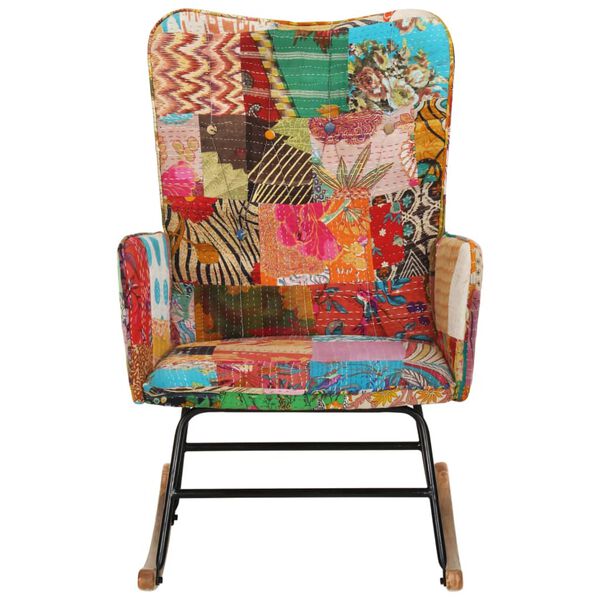 vidaXL Sedia a Dondolo Patchwork Multicolore in Tela