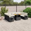 vidaXL Set Divani da Giardino 10pz con Cuscini in Polyrattan Nero