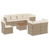 vidaXL Set Divano da Giardino 9 pz con Cuscini Beige in Polyrattan