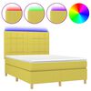 vidaXL Letto a Molle con Materasso e LED Verde 140x190 cm in Tessuto