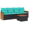 vidaXL Set Divani da Giardino 5 pz con Cuscini Nero in Polyrattan