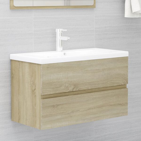 vidaXL Mobile Lavabo Rovere Sonoma 80x38,5x45 cm in Legno Multistrato