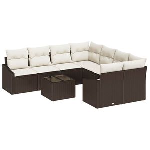 vidaXL Set di divani 9 pz Marrone e Crema polyrattan