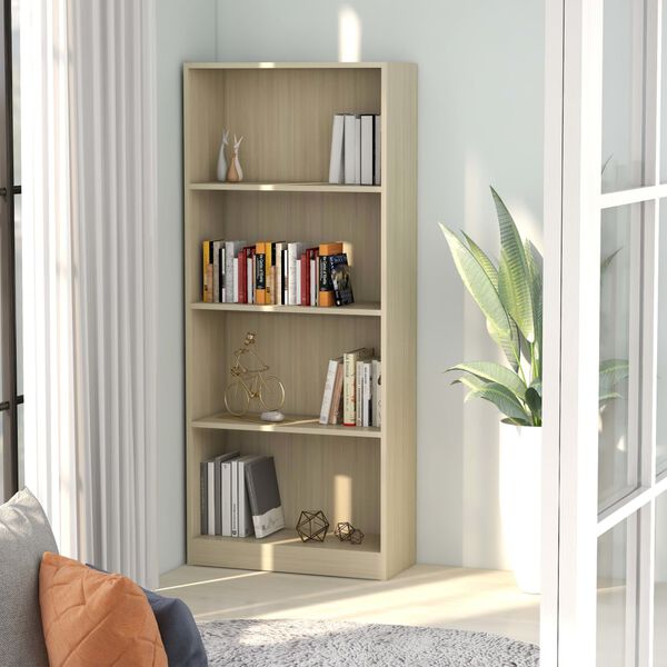 vidaXL Libreria 4 Ripiani Rovere Sonoma 60x24x142 cm Legno Multistrato