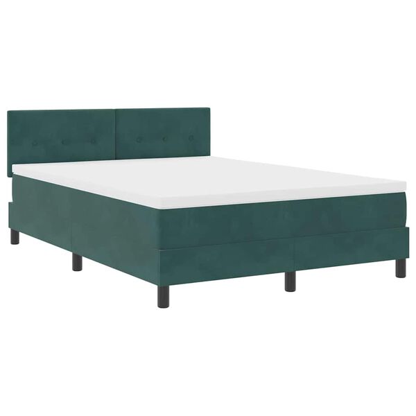 vidaXL Letto a molle con materasso Verde Scuro 140 x 190 cm Velluto