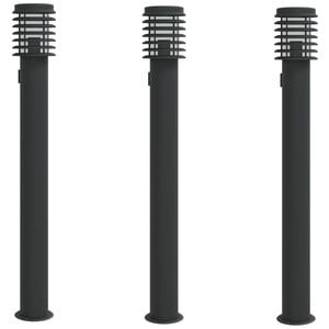 vidaXL Lampade Terra per Esterni con Presa 3pz Nere 110cm Acciaio Inox