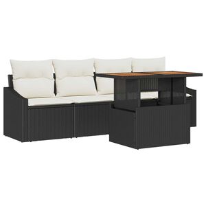 vidaXL Set Divano da Giardino 5 pz Nero Poly Rattan