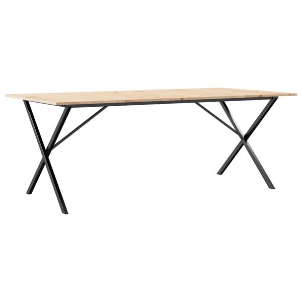 vidaXL Tavolo da Pranzo Telaio a X 200x100x75 cm Legno Pino e Acciaio