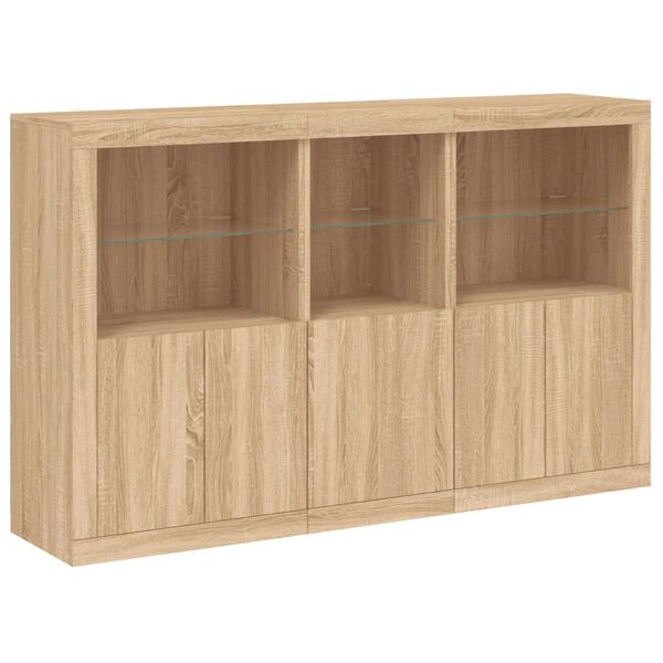 vidaXL Credenza con Luci LED Rovere Sonoma 162x37x100 cm