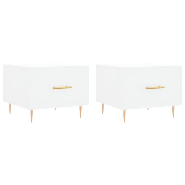 vidaXL Tavolini da Salotto 2 pz Bianchi 50x50x40 cm Legno Multistrato