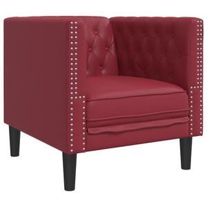 vidaXL Poltrona Chesterfield Rosso Vino in Similpelle