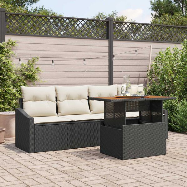vidaXL Set Divano da Giardino con cuscino 5 pcs Nero Poly Rattan