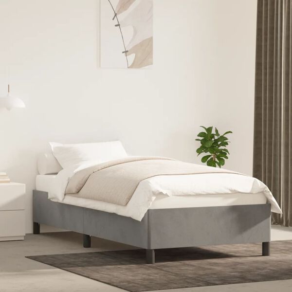 vidaXL Giroletto senza Materasso Grigio Chiaro 90x190 cm Velluto
