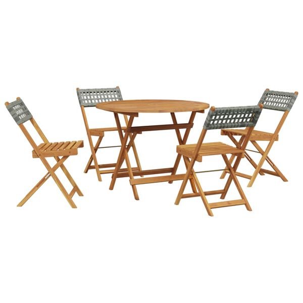 vidaXL Set Pranzo da Giardino 5pz Grigio Polyrattan e Legno Massello