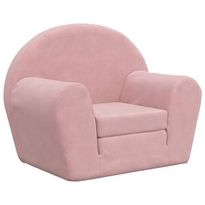 vidaXL Divano Letto per Bambini Rosa in Morbido Peluche