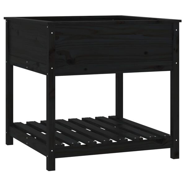vidaXL Fioriera con Mensola Nera 82,5x82,5x81cm Legno Massello di Pino