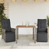vidaXL Set Bistrò da Giardino 3 pz con Cuscini in Polyrattan Grigio