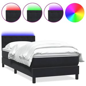vidaXL Letto a Molle con Materasso e LED Nero 90x210 cm in Velluto