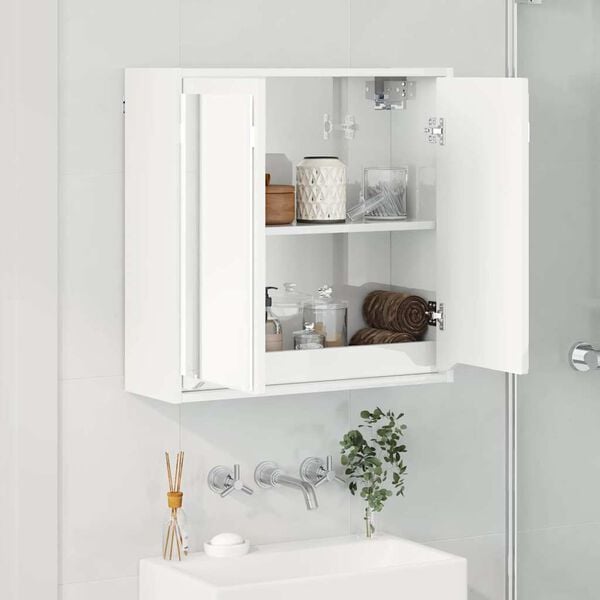 vidaXL Mobiletto per specchio da bagno Bianco Lucido 60 x 20 x 60 cm