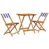 vidaXL Set da Bistrot 3pz Blu e Bianco in Tessuto e Legno Massello