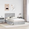 vidaXL Letto con Contenitore con testiera Grigio Sonoma 135 x 190 cm
