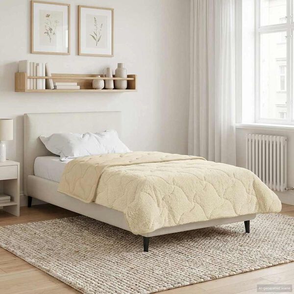 vidaXL Duvet Estivo Crema 135 x 220 cm Microfibra e Fleece Teddy