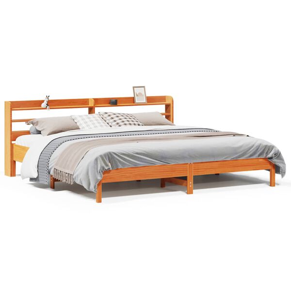 vidaXL Letto senza Materasso Marrone Cera 200x200 cm in Legno di Pino