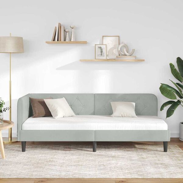 vidaXL Cornice del letto ad angolo Grigio chiaro 80 x 200 cm Velluto