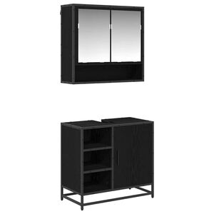 vidaXL Set di mobili per il bagno 2 pz Rovere Nero