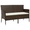 vidaXL Divano da Giardino a 3 Posti con Cuscini in Polyrattan Marrone