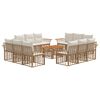 vidaXL Set Divano da Giardino 13 pz Naturale e Bianco Crema polyrattan